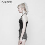 Women's Minimalist Punk Top Sexy Slim Strap Vest Sleeveless T-shirt