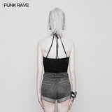 Women's Minimalist Punk Top Sexy Slim Strap Vest Sleeveless T-shirt