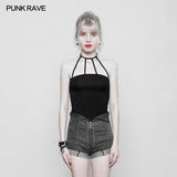 Women's Minimalist Punk Top Sexy Slim Strap Vest Sleeveless T-shirt