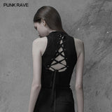 Womens Sexy Cross Thin Roping Ice Silk Knitted Punk Vest
