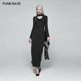 Sexy Gothic Drawstring Opening Fork Kimono Sleeve Maxi Dress