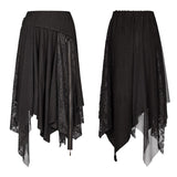 Vintage Steam Punk Asymmetric Lace Half Skirt