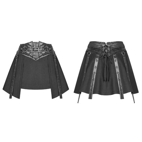 Black Twill Weave Punk Girdle Half Skirt