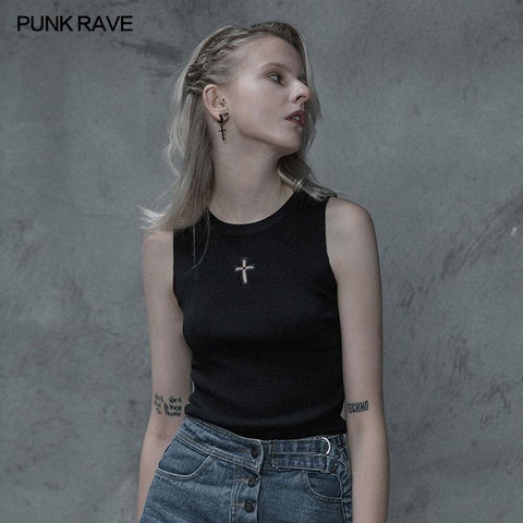 Cross Hollow Punk Knitted Vest