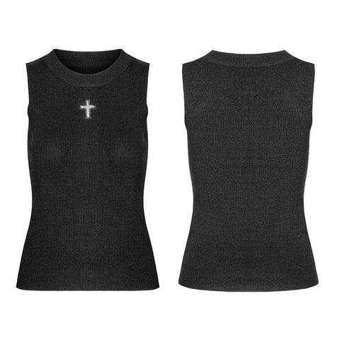 Cross Hollow Punk Knitted Vest