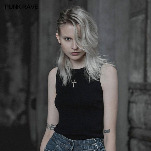 Cross Hollow Punk Knitted Vest