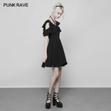 Punk Double Lotus Leaf Edge Bandage Dress