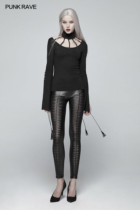 Goth Bat Messenger Knitted Long Sleeves T-shirt