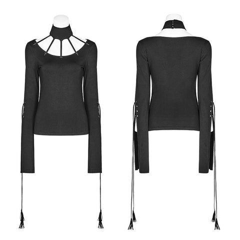 Goth Bat Messenger Knitted Long Sleeves T-shirt