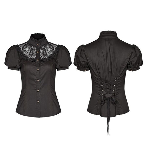 Steampunk Puff Sleeve Shirt Short-sleeved Blouse