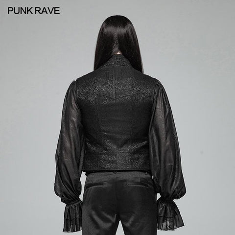 Mens Black Victorian Gothic Jacquard Vest