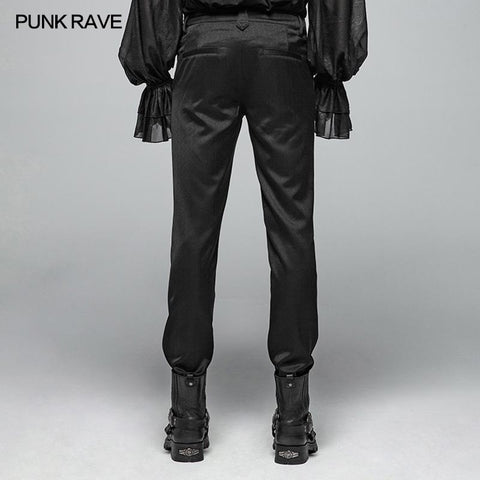 Gothic Mens Dark-textured Simple Non-stretchy Trousers