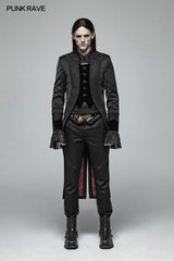 Gothic Mens Dark-textured Simple Non-stretchy Trousers