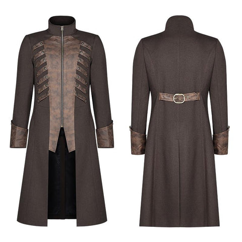 Steampunk Stand-up Collar Mid-length Coat