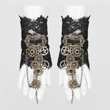 Womens Steampunk Gear Lace Gloves