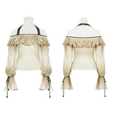 Steampunk Halter Neck Off-the-shoulder Long Sleeve T-shirt