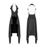 Gothic Womens V-neck Backless Detachable Long Vest