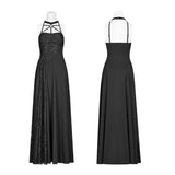 Gothic Womens Cross Halter Neck Daily Wear Dress