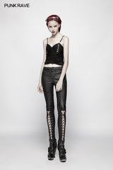 Punk Pressure Adhesive Faux Leather Woven Trousers