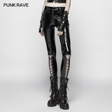 Punk Pressure Adhesive Faux Leather Woven Trousers