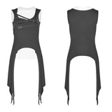 Daily Punk Cross Neck T-Shirt Irregular Vest