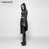Punk Womens Asymmetric Hem Hooded Jacket