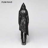 Punk Womens Asymmetric Hem Hooded Jacket