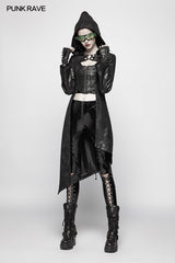 Punk Womens Asymmetric Hem Hooded Jacket