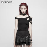 Daily Punk Short Sleeve T-shirt With Eyelets Decoration