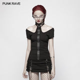 Punk WOMENS HALTER Military Short Sleeve Knitted T-shirt