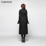 Punk Futuristic Long Coat With Adjustable Drawstring Design