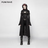 Punk Futuristic Long Coat With Adjustable Drawstring Design