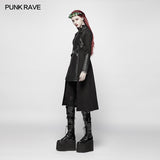 Punk Women Standing Collar Warrior High Low Long Coat