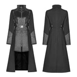 Punk Women Standing Collar Warrior High Low Long Coat