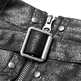 Punk High Neck Elastic Knitted PU Super Short Vest