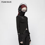 Punk Women Turtleneck Metal Long Sleeve T-shirt