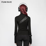 Punk Women Turtleneck Metal Long Sleeve T-shirt