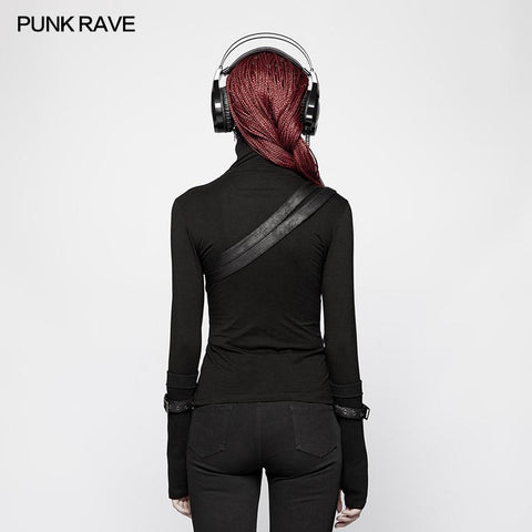 Punk Women Turtleneck Metal Long Sleeve T-shirt