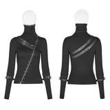 Punk Women Turtleneck Metal Long Sleeve T-shirt