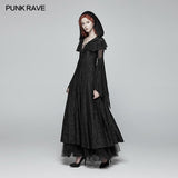 Sexy Goth Lace-up V Neck Long Sleeves Long Dress