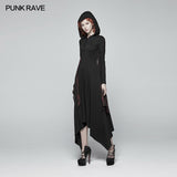 Gothic Bat Wing Hooded Long Sleeves Asymmetrical Dress