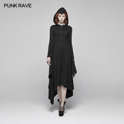 Gothic Bat Wing Hooded Long Sleeves Asymmetrical Dress