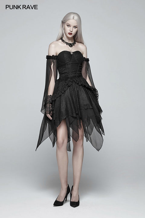 Gothic Black Lace Tulle Glove - One Pair