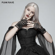 Gothic Black Lace Tulle Glove - One Pair