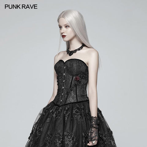 Gothic Sweetheart Neck Jacquard Corset