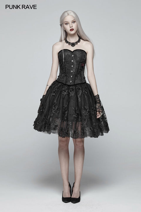 Gothic Sweetheart Neck Jacquard Corset
