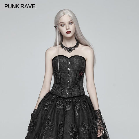 Gothic Sweetheart Neck Jacquard Corset