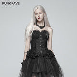 Lolita Black Elf Lace Corset With Lace-up Back