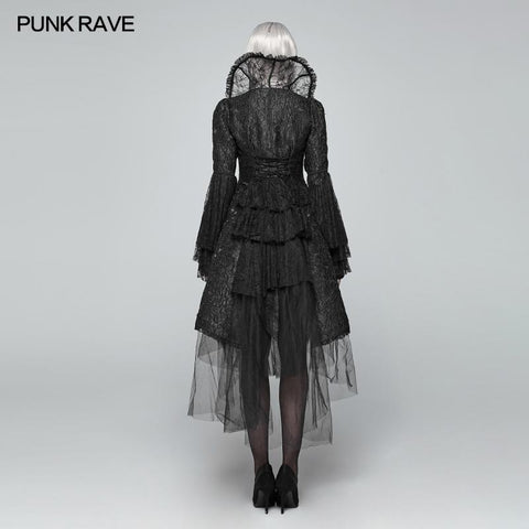 Gothic Translucent Standing Collar Lace Dress Coat