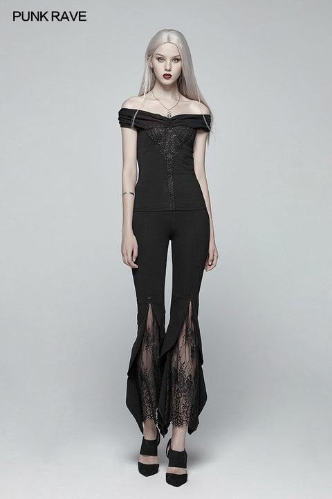 Gothic Off-shoulder Short T-shirt